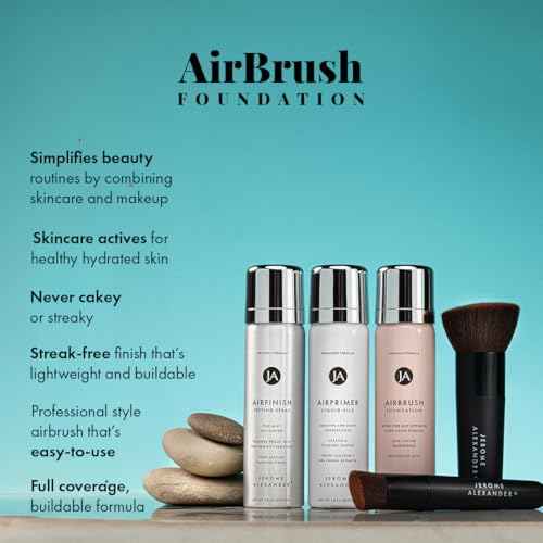 Magic Minerals AirBrush Foundation System by Jerome Alexander - Complete 5pc Spray Makeup Set with Foundation, Primer, and Setting/Finishing Spray - for Smooth, Radiant Skin (Light Medium)