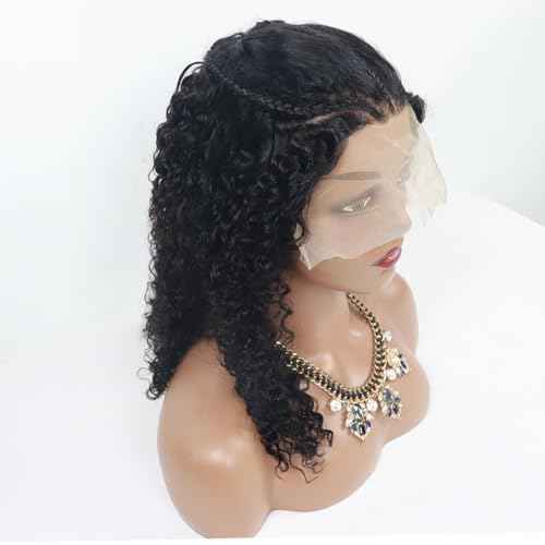 13x6 hd Lace Front Braided Curly Bob Wigs 180% Density 16 Inch Human Hair Deep Wave Wig for Black Women Pre-Plucked Natural Hairline Tangle-Free Easy Install