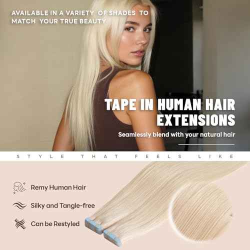 Tape in Hair Extensions Human Hair 24 Inch 50g 20Pcs Remy Human Hair Extensions Invisible Straight Seamless Tape in Extensions (24in, 50g, #60)