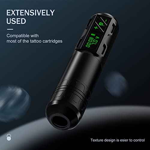 EZ Tattoo Machine Kit - Rotary Tattoo Cartridge Pen with 2Pcs 1800mAh Battery Power Supply Rotary Tattoo Gun Equipment Needle Cartridges for Professional Tattoo Supply (Portex 2S Green)