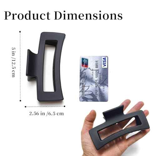 5 Inch Hair Claw Clips Unbreakable Bendable Silicone Big Rectangle Clip for Thick Hair Women, 3 Pack