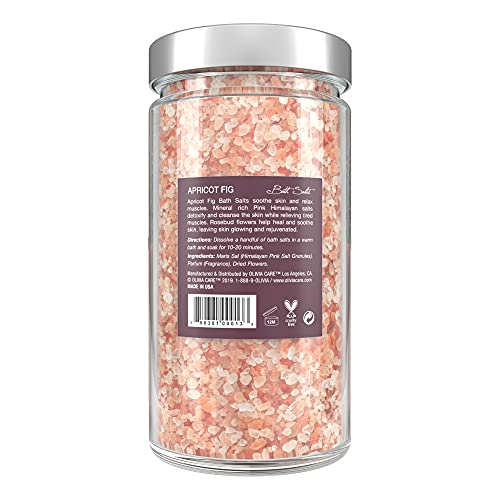 Olivia Care Pink Himalayan Bath Salts with French Rose - Relieves & Relax Muscles. Exfoliate, Heal, Rejuvenate, Cleansing & Soothes Skin | Made with Natural Ingredients. Fresh Fragrance - 12 OZ