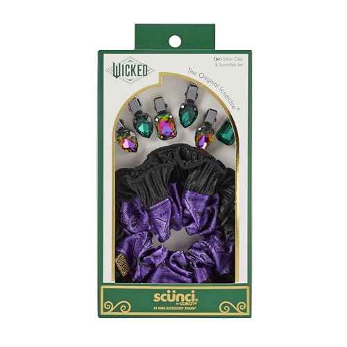 Wicked Elphaba Scrunchie & Hair Clip set - hair clips - hair accessories - hair accessories for girls - gifts for her - Scunci by Conair - 7PK
