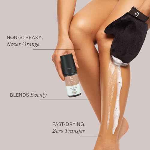 Self Tanner Tanning Mousse Kit - USA Made with Natural & Organic Ingredients, Self Tanner Mousse and Mitt, Tan Kit, Fake Tan Tanning Foam, Medium to Dark, Sunless Tanners Best Sellers