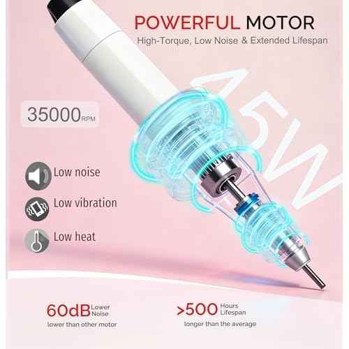 Professional Rechargeable Nail Drill 35000 RPM - Cordless Electric Nail File ,Portable Efile for Shaping/Removing/Polishing Gel/Acrylic Nails | Ideal for Home DIY & Salon Manicure Pedicure