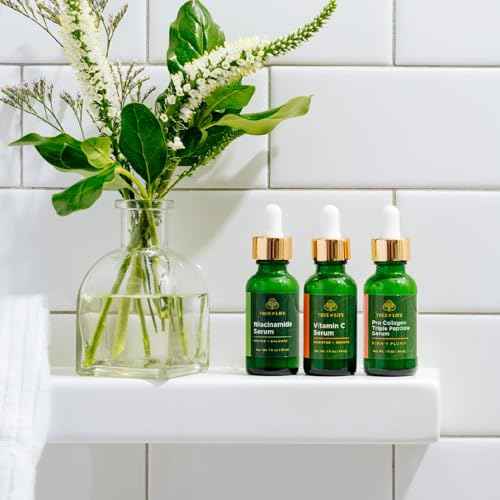 Tree of Life Beauty Skin Care Set, Brightening, Firming, Dry Face, Dermatologist Tested - Complete Hydration Trio, Vitamin C Serum, Niacinamide, Pro Collagen Peptide, 3 count of 1Fl oz