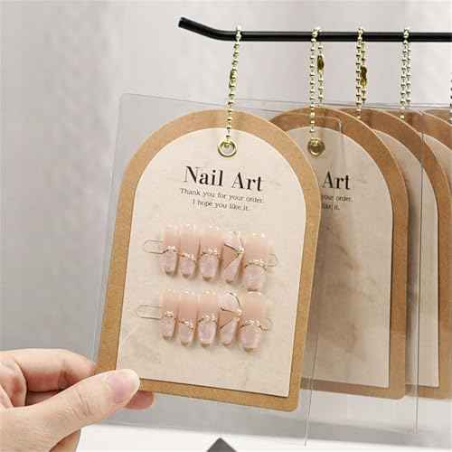 Acycoin2A 10PCS Handmade Ins Press On Nail Packaging Nail Gel Polish Sample Display Nail Art Background Card Dustproof Bag With Tie Bags