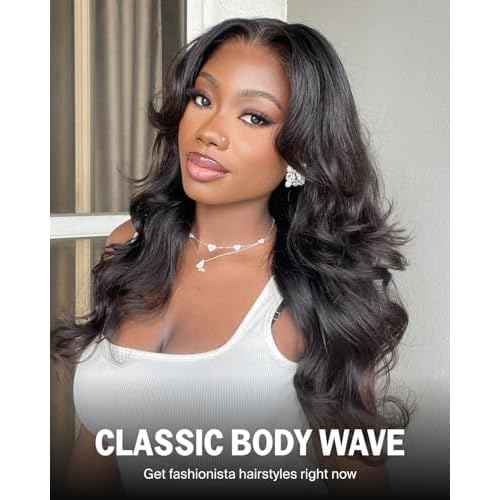 Glueless Wigs Human Hair Pre Plucked Pre Cut 6x6 HD Lace Closure Body Wave Lace Front Wigs Human Hair Pre Bleached Ready to Go Glueless Body Wave Wig 20Inch