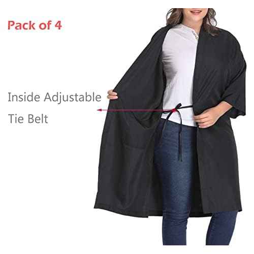 PERFEHAIR Salon Client Gown Robes Cape, Pack of 4, Hairdressing Gown Smock for Hair Stylist to Hair Cutting, Hair Coloring-Black