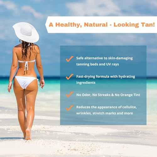 Tan Physics Sunless Tanner 8oz with Extender & Makeup Bag ? Self Tanning Lotion ? Instant Tanning Lotion for Face & Body ? Natural Self Tanner for a Streak-Free, Long-Lasting Glow