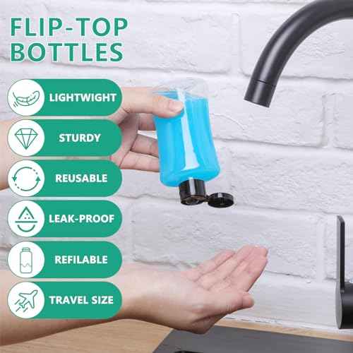 Domensi 36 Pcs 3.4 oz Travel Bottles with Flip Cap Clear Plastic Travel Size Containers Portable Leak Proof Squeeze Bottle Refillable Empty Cosmetic Containers for Liquid Shampoo Lotion