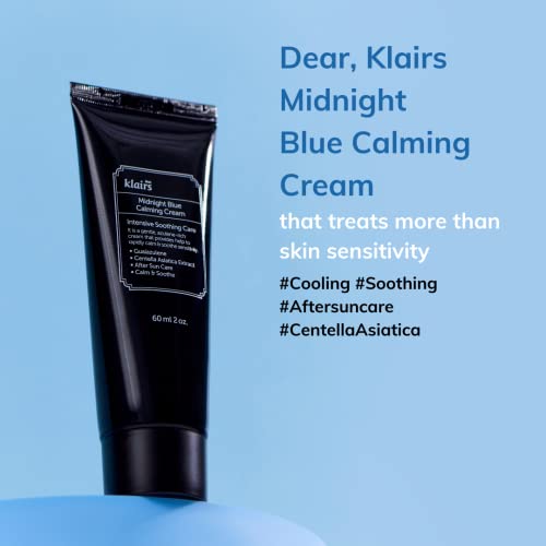 DearKlairs] 0.7 ounce Midnight Blue Calming Cream, Soothing, Redness Relief Moisturizer, Hydrating, Fast Absorbing, Light Texture for Easy Use, Sensitive Skin Friendly (0.7 Ounce (Pack of 1))