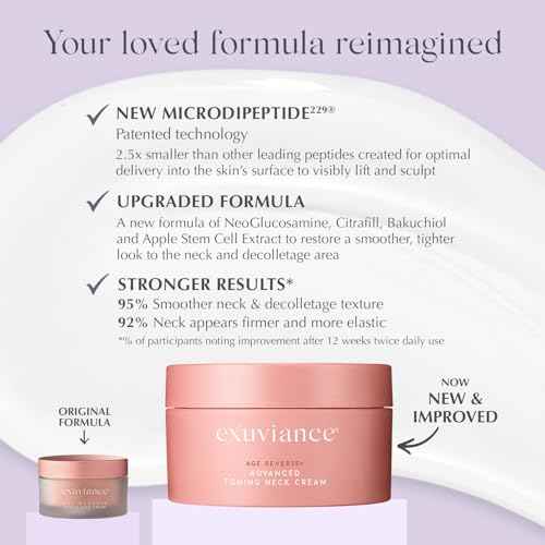 EXUVIANCE AGE REVERSE+ Toning and Firming Neck Cream, Tightens Fine Lines and Wrinkles, Evens Tone, Anti-Aging D?colletage Moisturizer with Advanced Peptide Formula, Bakuchiol, Vitamin E, 4.4 oz