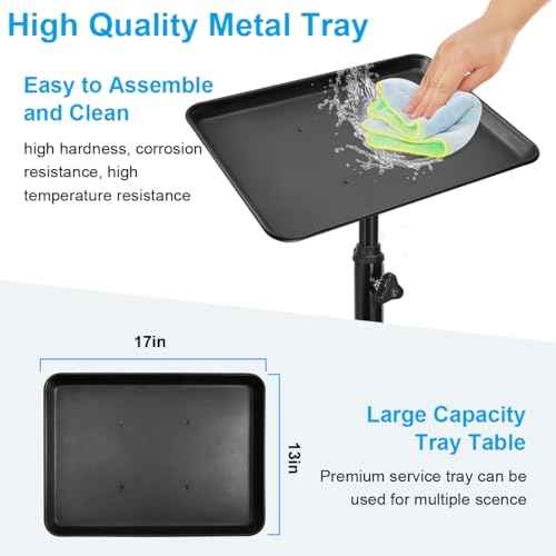 Salon Rolling Tray, Styling Tray Cart with 3pcs Hair Rack, Tattoo Tray Trolley Height Adjustable, Service Storage Tray Trolley for Beauty Salon Clinic Spa