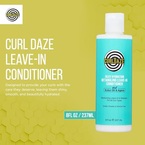 Curldaze Silky Hydration Detangling Leave-In Conditioner with Kukui Oil and Agave, Vitamin A, C, and E, Moisturizes, and Manages Hair, Minimizes Pulling and Jerking That Leads to Breakage