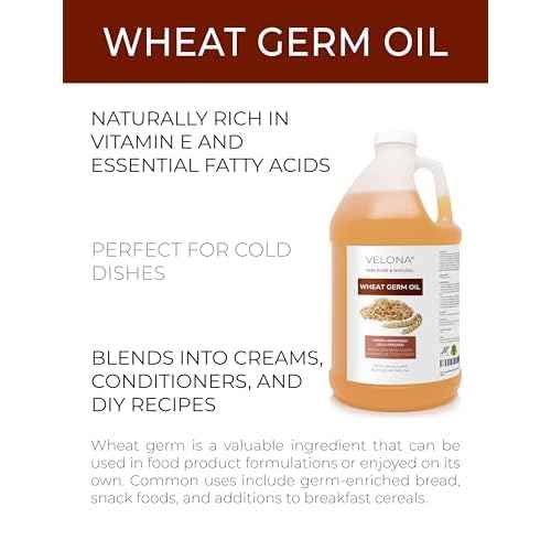 velona Wheat Germ Oil USP Grade 1 Gallon / 128 Fl Oz | 100% Pure and Natural Carrier Oil | Unrefined, Cold Pressed | Cooking, Face, Hair, Body & Skin Care | Use Today - Enjoy Result