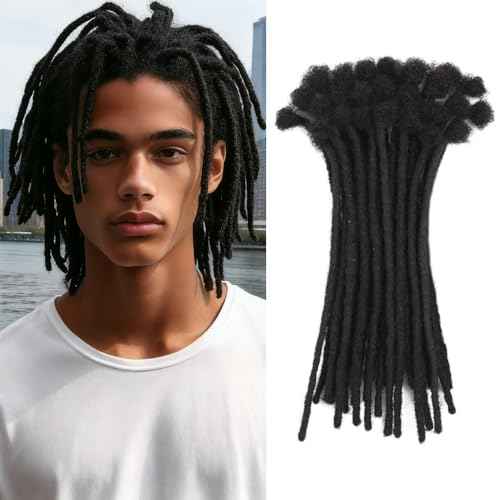 6 inch 40 Stands Loc Extensions Human Hair, 0.6cm Width 100% Human Hair Dreadlock Extensions, Human Hair Dreads Extensions, Natural Black (6 inch 40 Strands, 1B 0.6cm)