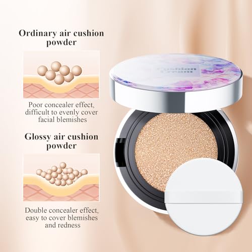 Air Cushion CC Cream Foundation - BB Cream Face Makeup Foundation Create Flawless Coverage, Dewy Face Makeup, Easy Application, All-Day Hold, All Skin Types (Ivory, 3.21 Ounce)