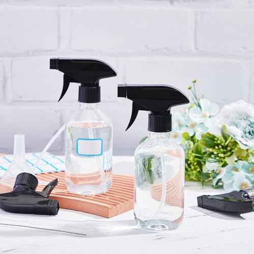 9 Pack 10oz/300ml Plastic Spray Bottle Bulk for Plant Small Spray Bottle Fine Mist Water Sprayer Upgraded Adjustable Nozzle Refillable Empty Containers for Cleaning, Hair, Cooking(Clear)