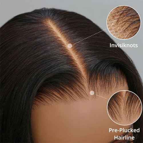 ISEE Hair M Cap 9x6 Bob Wig Human Hair Glueless Wigs Pre Plucked Pre Cut HD Lace Front Glueless Wigs Human Hair 180% Density Short Straight Bob Wigs for Black Women 14 inch