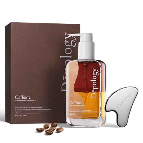 depology Caffeine Body Firming Serum Oil ? Non-greasy Hydrating Body Glow Dual-Phase Oil for Dry, Aging Skin with Gua Sha Tool ? Skin Tightening Oils with Squalane, Camellia & Caffeine ? 5.07 fl oz