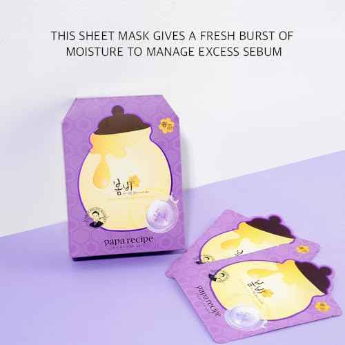 Papa Recipe Bombee Pore Honey Mask 10 Pack ? No-Sebum Hydration & Pore Care ? Korean Sheet Mask with Honey & Propolis Essence