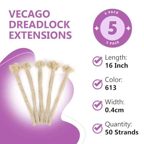 16 inch 50 Strands Loc Extensions Human Hair, 0.4cm Width 100% Human Hair Dreadlock Extensions for Men/Women, Can be Dyed Soft Dreads Extensions,613#Blonde