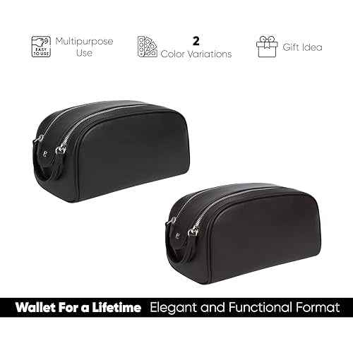 Full-Grain Leather Toiletry Bag for Men & Women | Travel Dopp Kit & Makeup Organizer | LWG Gold-Rated Certified | Durable Zip Closure, Carry Handle | Gift & Daily Use, Brown