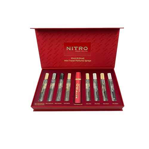 Dumont Nitro Pour Homme Perfume Discovery Set for Men Mini Travel Sprays 8 x 0.34 Fl Oz