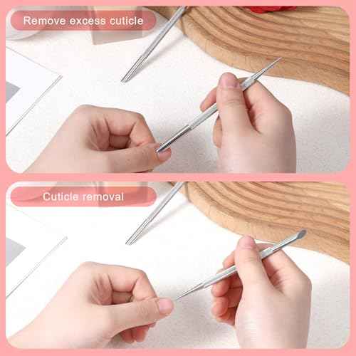 2 PCS Nail Cuticle Pusher Pen, Metal Double Ended Tools for Nails, Stainless Steel Cuticle Pusher Nail Dotting Pen, Professional Cuticles Remover Tool for Manicure Pedicure Nails Art Care Tools