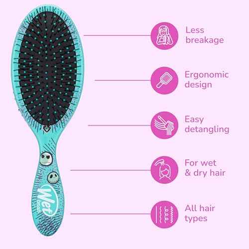 Wet Brush Detangle & Style Duo Kit, Jack Skellington (Nightmare Before Christmas) ? Holiday Gift or Stocking Stuffer, Includes Detangling Brush & Scrunchie with IntelliFlex Bristles for Wet & Dry Hair