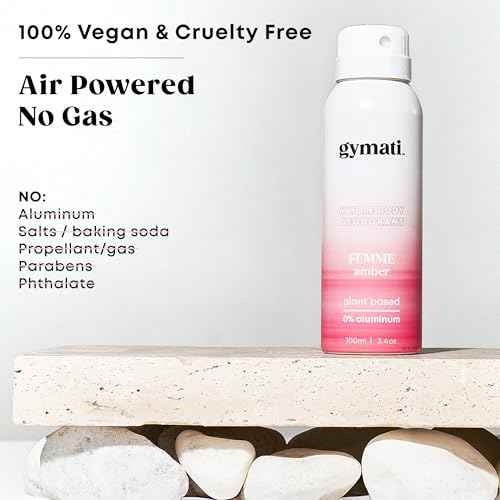 Gymati - Fitness Deodorant Spray - Men & Women - Aluminum-Free - All Day Protection - Built For Sweat - Air-Powered - Vegan & Plant-Based - Made in USA - Unisex+Homme+Femme -3.4oz Travel Size -3 Pack