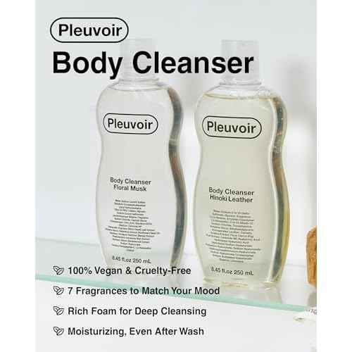 Pleuvoir Body Cleanser Floral Musk - Perfume Body Wash - Creamy Musk Wildflower Garden Scent - Rich Moisturizing Foam with 8 Types Hyaluronic Acid Ceramides - Vegan K-Beauty, 8.45 fl.oz