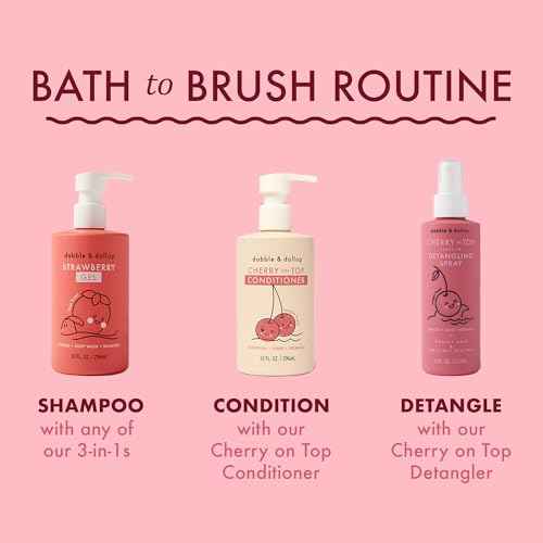 Dabble & Dollop Cherry on Top Conditioner - Natural Shine & Detangler for Kids, Paraben & Sulfate Free, Vegan, Gluten-free, Tear-Free (10oz, Pack of 2)
