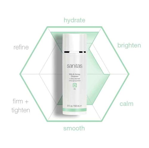 Sanitas Skincare Milk & Honey Cleanser, Rich, Restorative Cleanser, Cleanser for Dry Skin, 5 Ounces