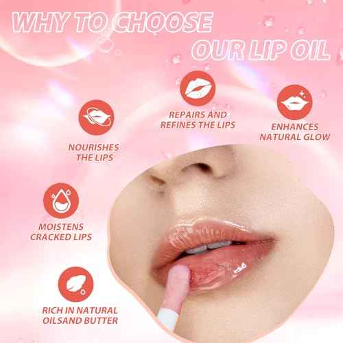 LANGMANNI Moisturizing Lip Oil,No-Sticky Lip Gloss Lip Balm Lip Care,Fruit Flavoured Lip Oil For Dry Lip's Moisturizing Hydrating And Nourishing ((Raspberry))