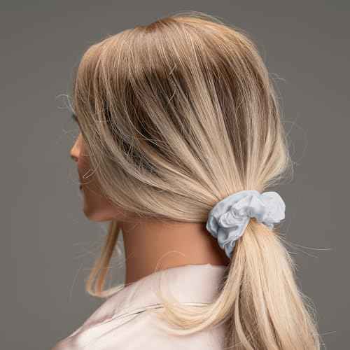 Silk Scrunchies for Hair 100% Mulberry Silk Hair Ties£¨Silver gray, Dark gray, Pink£©
