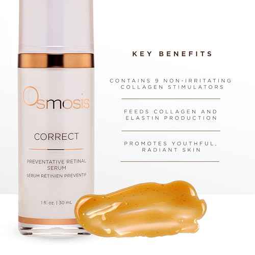 OSMOSIS CORRECT Preventative Retinal Facial Serum, Collagen Booster for Youthful, Radiant Skin for Aging, Pigmented, and Dry Skin, 1 Fl Oz
