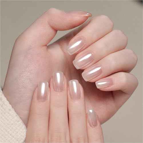 GAOY White Pearl Chrome Nail Powder, Mirror Effect Shimmer Glitter Pigment Mermaid Aurora Nail Art Decorations, Lustrous White