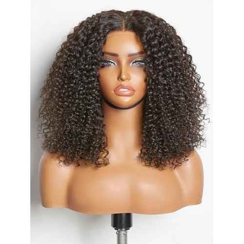 LUVME HAIR Curtain Bangs Jerry Curly Glueless Y-Shape HD Lace Wig