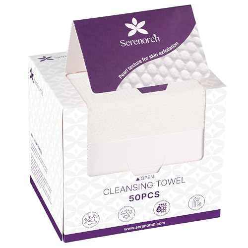 Disposable Face Towels, 10" x 12" Pearl Texture, Lint Free Ultra Thick Face Towelettes for Sensitive Skin, Extra Soft Makeup Remover Skincare Dry Wipes, 50 Count