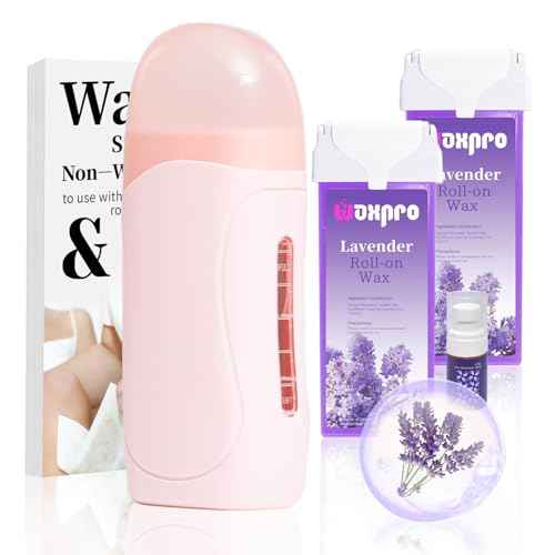 Roll On Wax Kit for Women - Easy to Use - At-Home Hair Removal for Body (Arms & Legs) with 2 Honey Wax Roller Cartridges & 50 Strips (Pink)