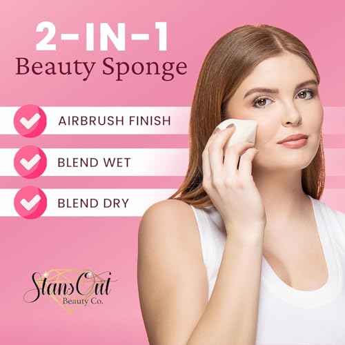StansOut Beauty Sponge 4-Pack ? Streak-Free, Airbrushed Finish | Reusable, Quick-Drying, Latex-Free | Multi-Angle Blending Sponge for Cream, Liquid & Powder | Pro Makeup Applicator