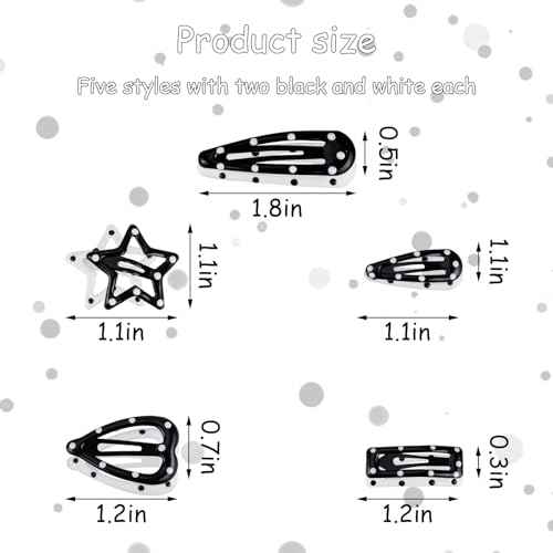 20PCS Star Hair Clips Y2k Hair Accessories for Women Black White Polka Dot Cute Hair Pins for Girls Star Barrettes Non Slip Kawaii Snap Hair Clips Small for Styling Festival Accessories