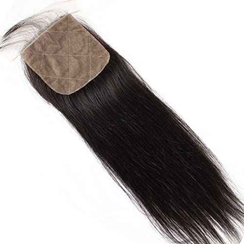 Bella Hair Free Part Silk Base Closure Straight, 130% Density Natural Color Remy Virgin Human Hair 4x4inch Top Closure (12inch)