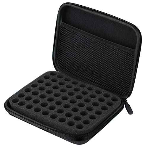 Jerliflyer Essential Oil Storage Bag,1-3ml 63 Slots Portable Aromatherapy Essential Oil Storage Bag Case Collision Proof No Leakage 16mm Aperture Essential Oil Organizer for Travel Outdoor (black)