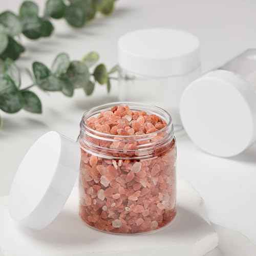 TUZAZO 48 Pack 4 Oz Plastic Container Jars with Lids and Labels BPA Free, Empty Round Clear Cosmetic Containers Plastic Slime Jars for Lotion, Cream, Ointments, Body Butter, Travel Storage (48)