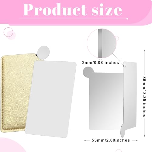 Jetec 10 Pieces Pocket Compact Mirrors Mini Mirror for Purse Wallet Small Handheld Stainless Steel Unbreakable with PU Leather Case for Men Women Travel Camp Signal Makeup(Gold)