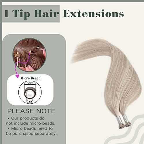 Sixstarhair I Tip Hair Extensions Human Hair Highlight Color Blonde 20/60 Gold Blonde With Ash Blonde I Tip Human Hair Soft Cold Fusion Itip Hair Extensions Remy Human Hair 24 Inch 50g/Pack