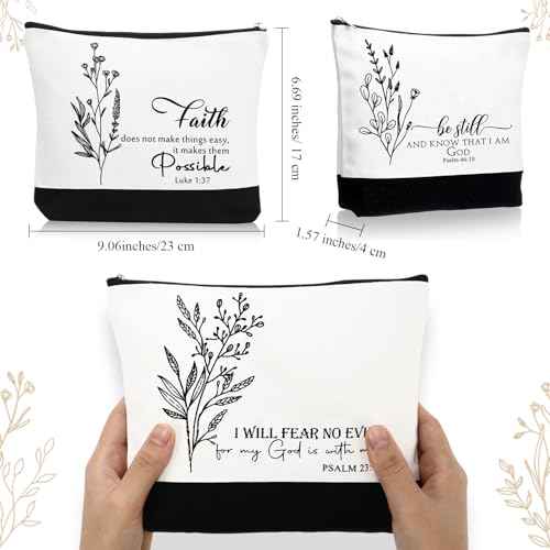 10 Pcs Christian Gifts for Women Bulk Religious Cosmetic Bags Inspirational Bible Verse Pencil Pouch Canvas Makeup Bags for Christmas Goodie Bag Church Favors